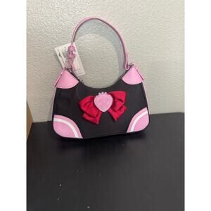 Sailor Moon S Cosmic Heart Red Bow Charm Shoulder Bag Purse NWT Black Pink